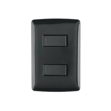 Placa armada, 2 interruptores sencillos,negro,línea Italiana