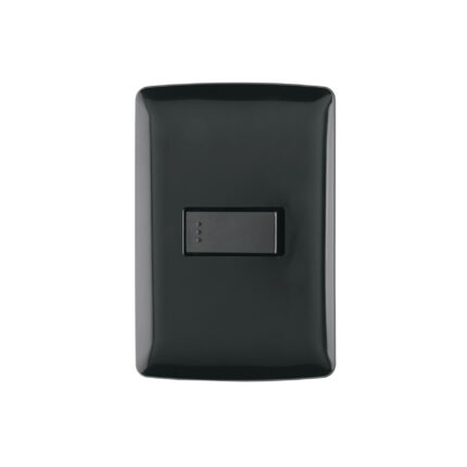 Placa armada 1 interruptor sencillo, negro, línea Italiana