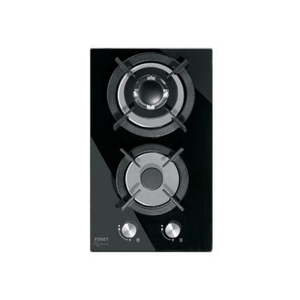 Parrilla gas empotrable 30cm, 2 quem, vidrio negro, Riviera