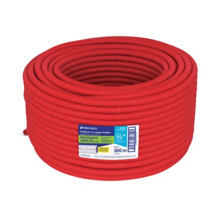 Metro de poliducto 1/2" corrugado flex. reforz. c/guía, 100m