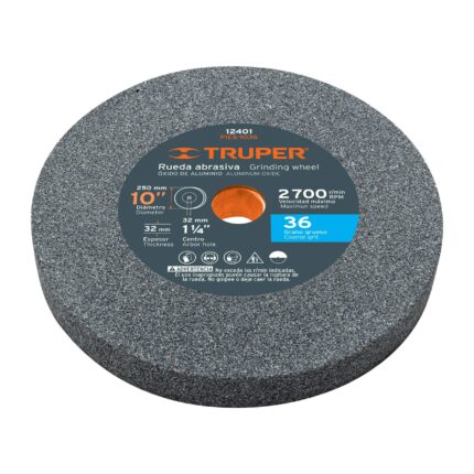 Rueda abrasiva p/esmeril 10X1 1/4", óxido aluminio, grano 36