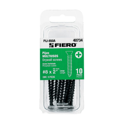 Blíster con 10 pijas multiusos, #8 x 2" , Fiero