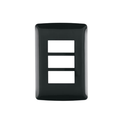 Placa 3 modulos, Italiana, color negro