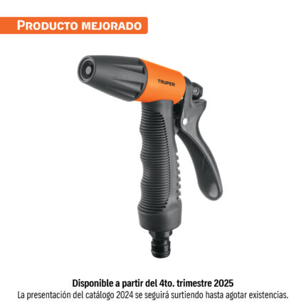 Pistola para riego de 2 funciones plástica con recubrimiento