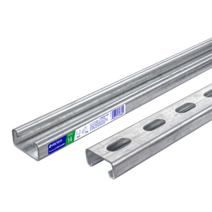 Perfil monocanal perforado de 3 m, 4 x 2 cm cal. 14, VOLTECK