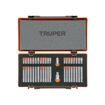 Juego 42 puntas 1/2" y 3/8" de 75 y 30 mm estuche metálico