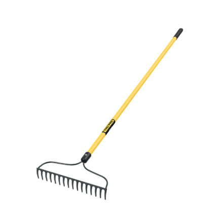 Rastrillo jardinero, 16 dientes, mango 60" fibra de vidrio