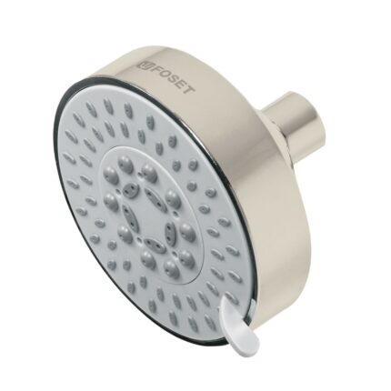 Regadera satín 4"con 5 funciones, sin brazo, Foset