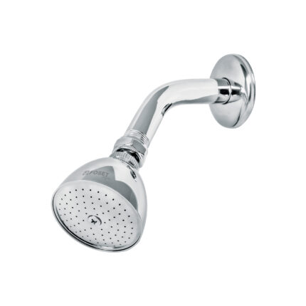 Regadera cónica 2-1/2" brazo y chapetón de acero, Foset