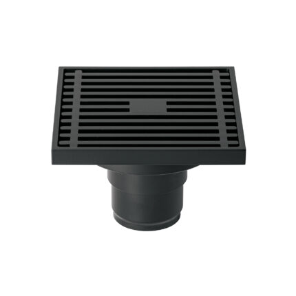 Resumidero cuadrado 4"x 4", latón, negro, Foset Riviera