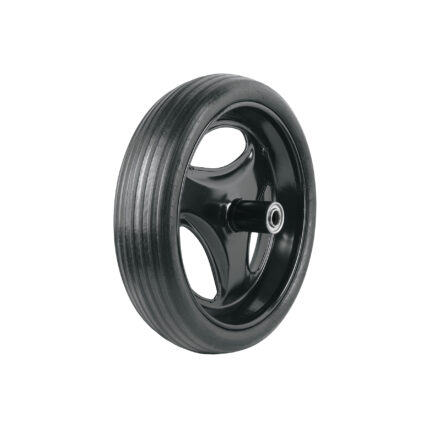 Llanta completa hule sólido 13-1/2", incluye eje y baleros