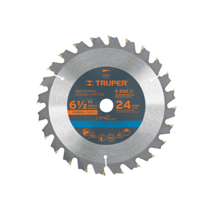 Disco sierra 6-1/2" p/madera, 24 dientes con centro 5/8"