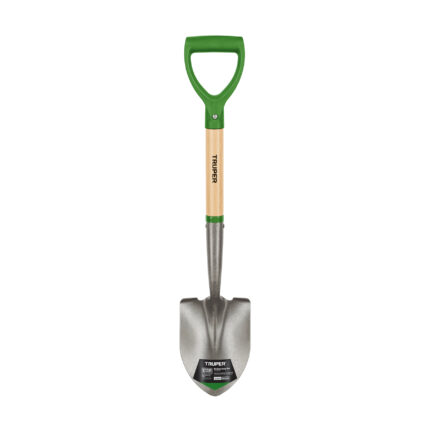 Pala cajuelera redonda, puño "D" mango de madera, Truper