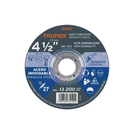Disco Tipo 27 de 4-1/2' x 6.5 mm desbaste acero inoxidable