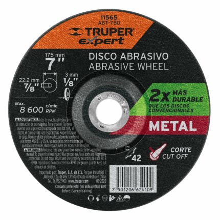 Disco Tipo 42 de 7' x 3.2 mm corte metal, TRUPER EXPERT