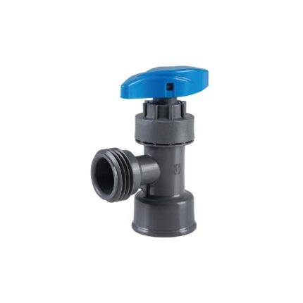 Llave angular plástica 1/2' multivuelta, maneral azul, BASIC