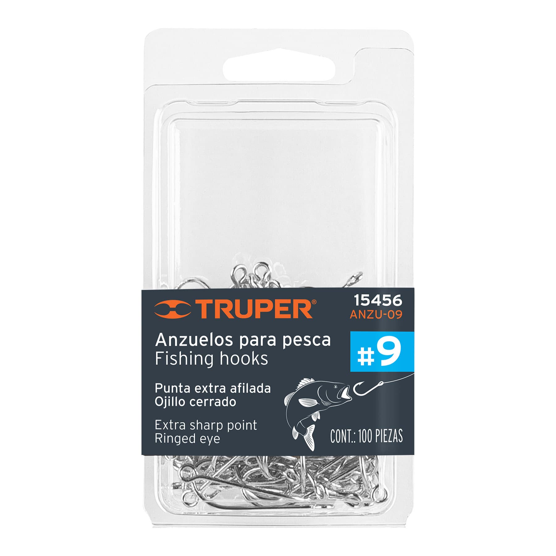 ANZU-09.jpg Blíster con 100 anzuelos para pesca # 9, TRUPER ANZU 09