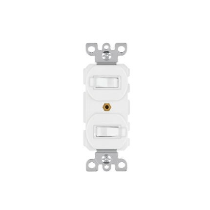 Interruptor dúplex de palanca, Standard, blanco, VOLTECK