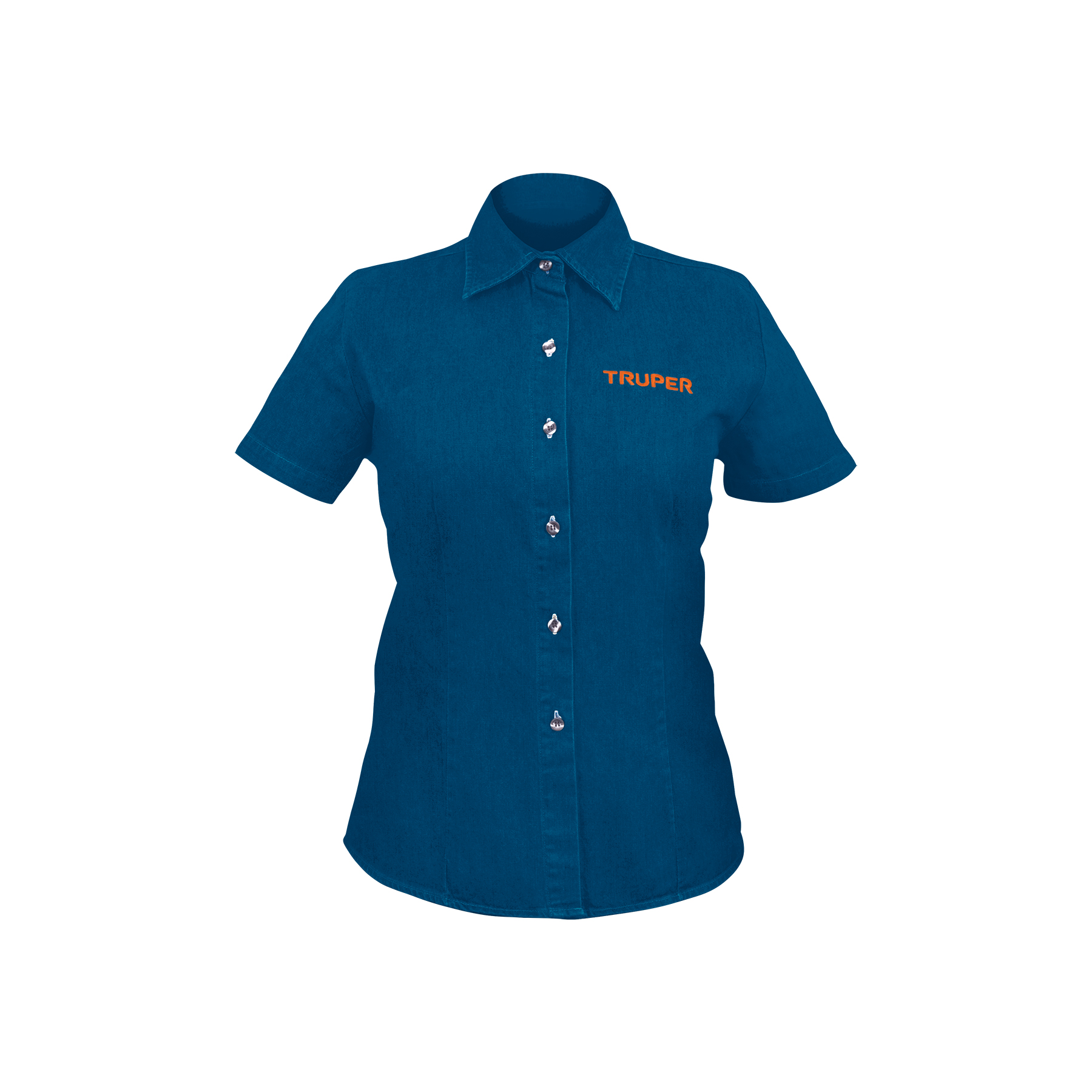 CAM-MEZ-DCS.jpg Camisa de mezclilla manga corta para mujer, CH, TRUPER CAM MEZ DCS