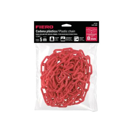 Bolsa con cadena plástica roja 8 mm x 5 m, FIERO