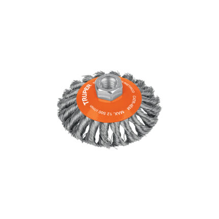 Carda tipo cónico 4' alambre trenzado, multi-rosca, TRUPER