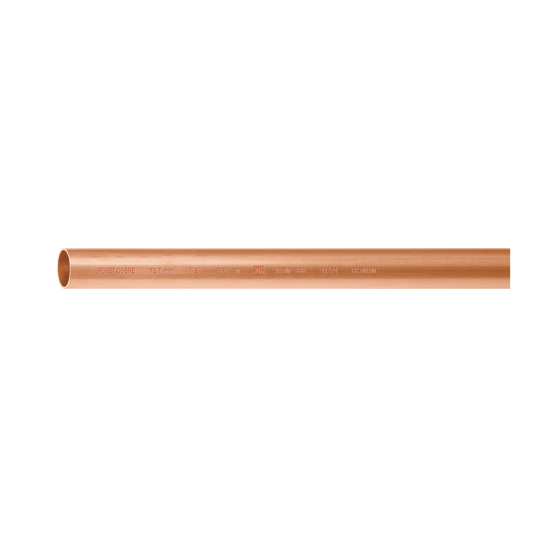 CC-001M.jpg Tubo rígido de cobre 1/2' tipo 'M', 3m, 0.9kg, FOSET CC 001M