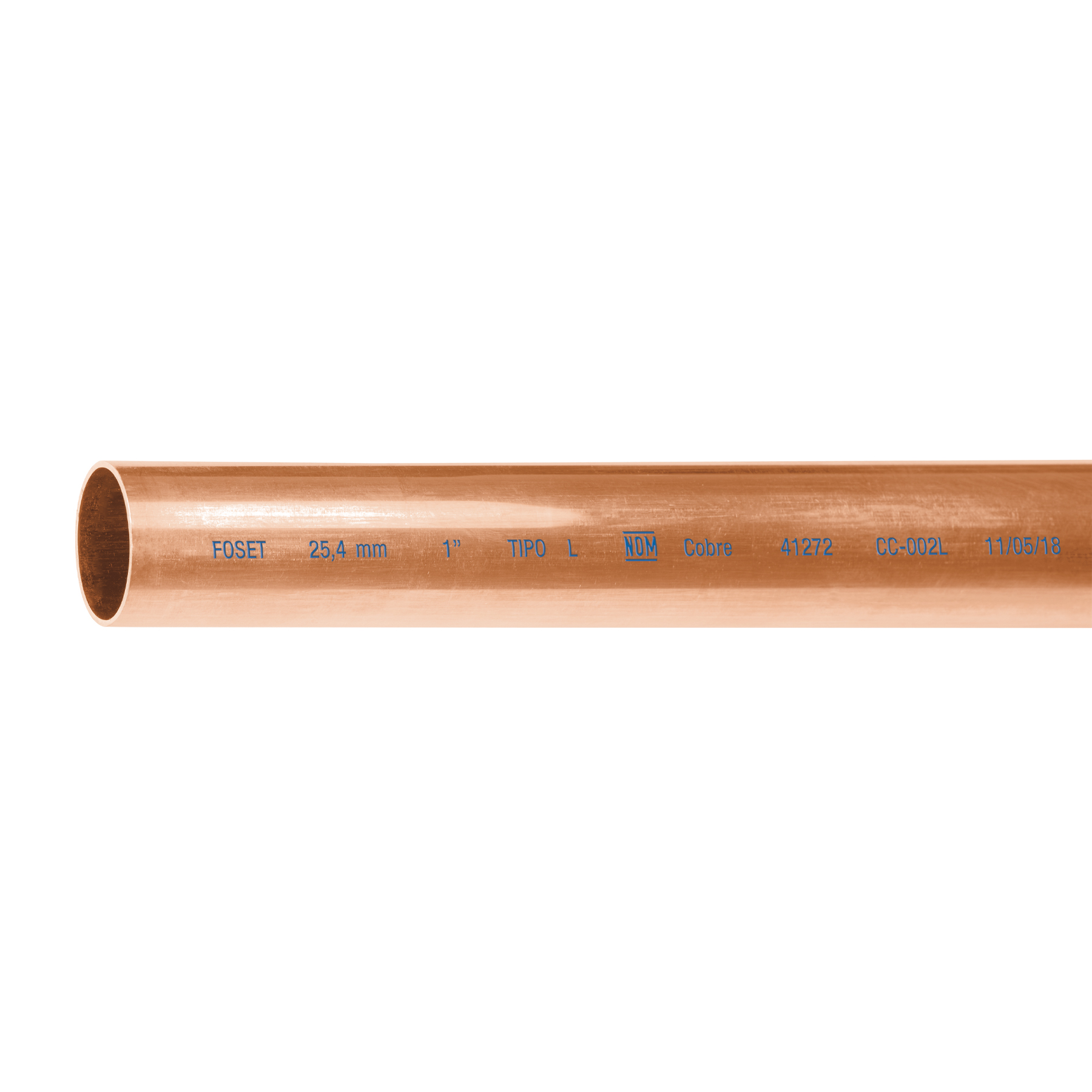 CC-003L.jpg Tubo rígido de cobre 1' tipo 'L', 3m, 2.9kg, FOSET CC 003L