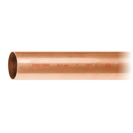 Tubo rígido de cobre 1' tipo 'M', 3m, 2.0kg, FOSET