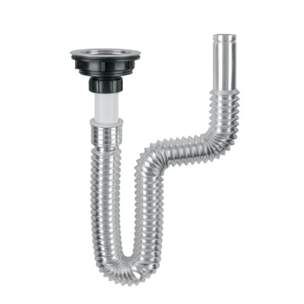 Céspol flexible cromado, contracanasta de acero inoxidable