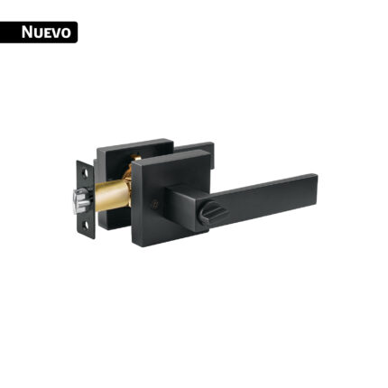 Cerradura manija 'Módena' p/recámara, negro mate, HERMEX