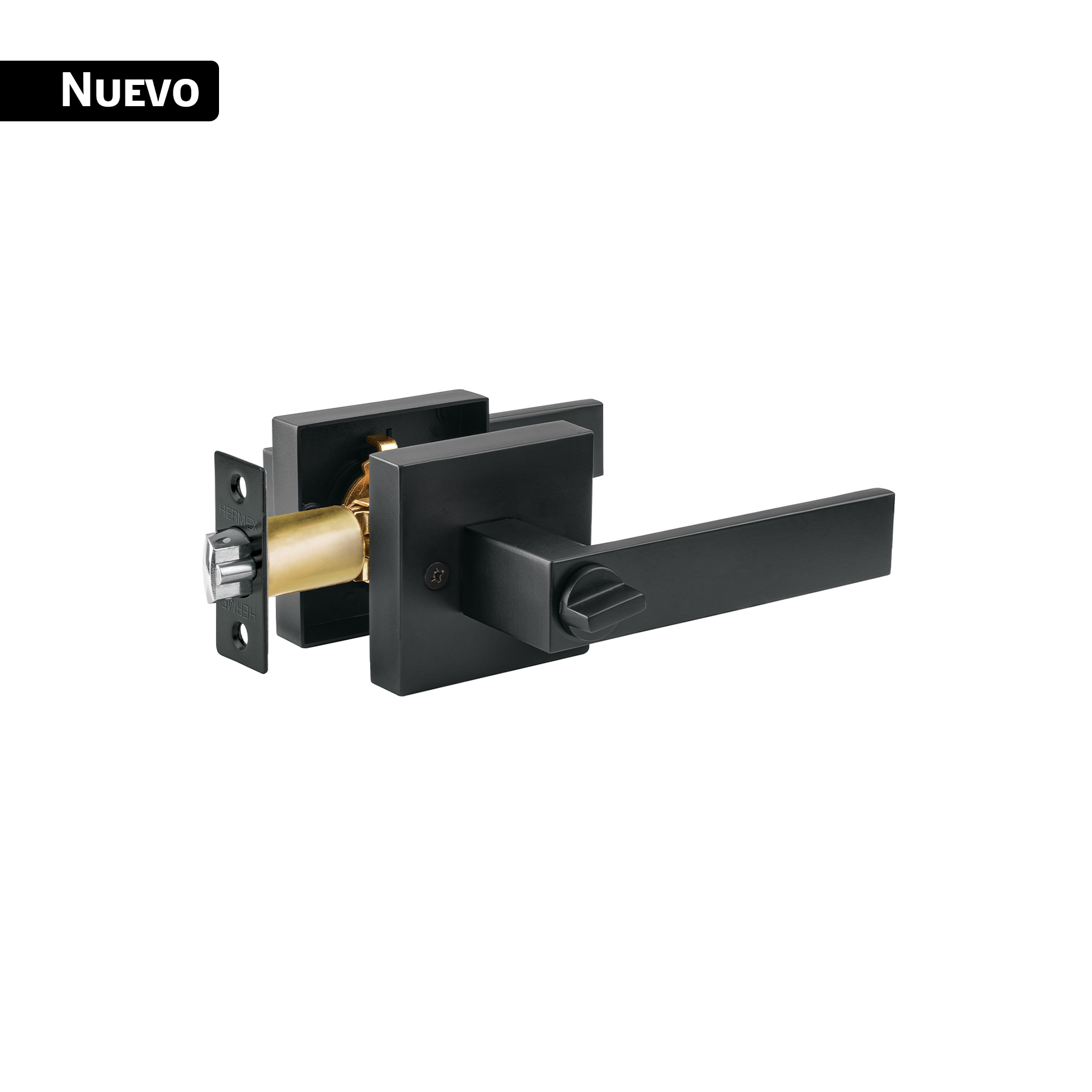 CEMA-26R.jpg Cerradura manija 'Módena' p/recámara, negro mate, HERMEX CEMA 26R