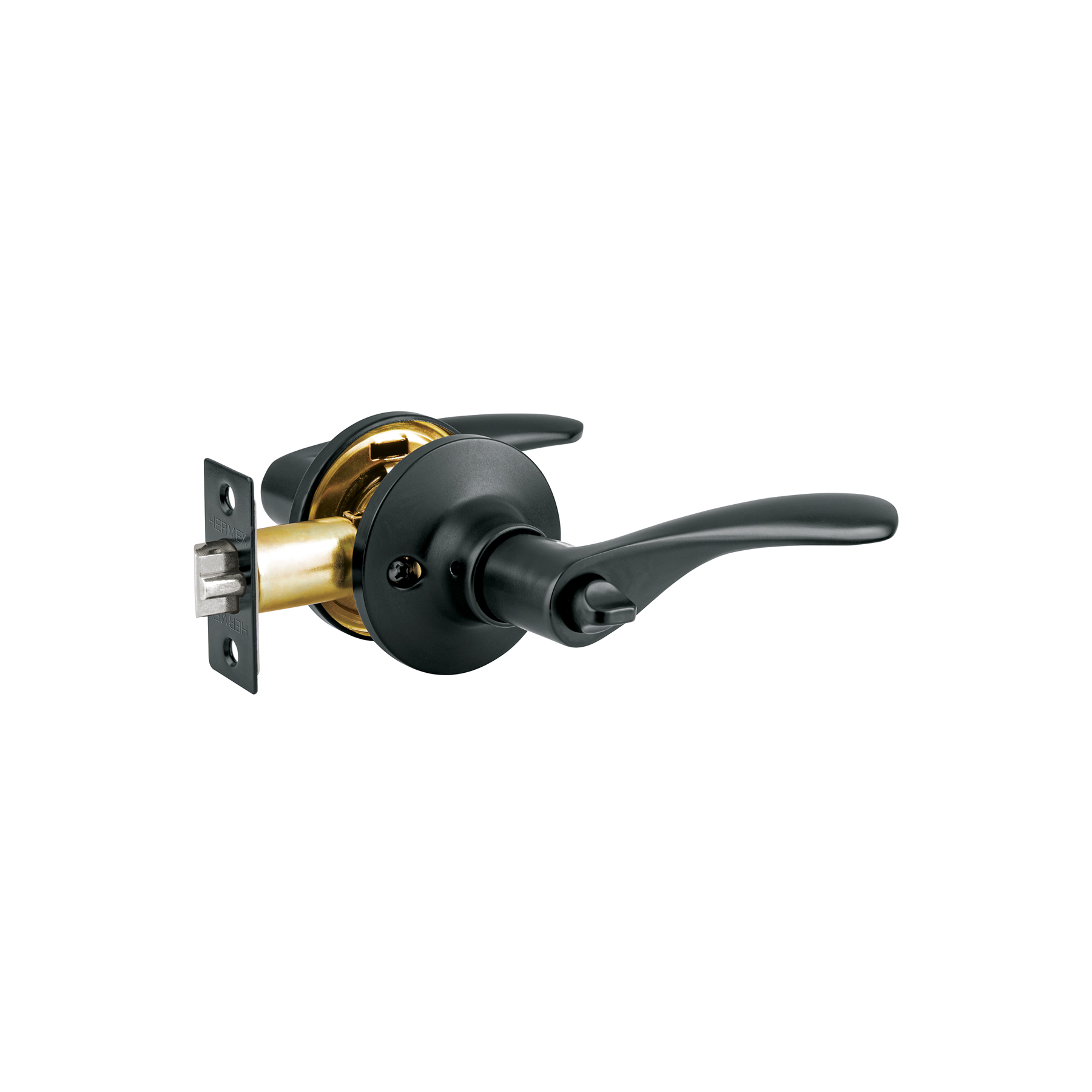 CEMA-6RB.jpg Cerradura manija 'Milán' p/recámara, negro, cil latón, BASIC CEMA 6RB