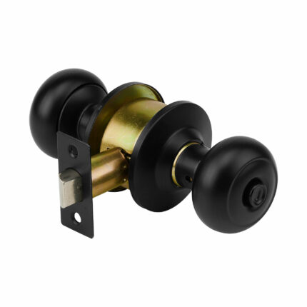 Cerradura pomo, negro, oval, baño, HERMEX