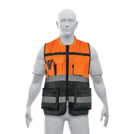 Chaleco brigadista con cintas reflejantes, naranja, PRETUL