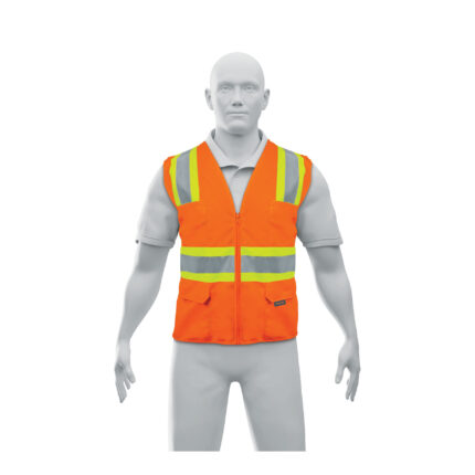 Chaleco de seguridad naranja máxima visibilidad y 6 bolsas