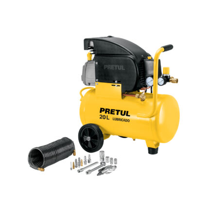 Kit compresor 20L, manguera y accesorios, 127 V, PRETUL