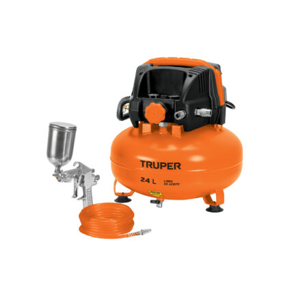 Kit compresor libre de aceite 24L, manguera y pistola, 127 V