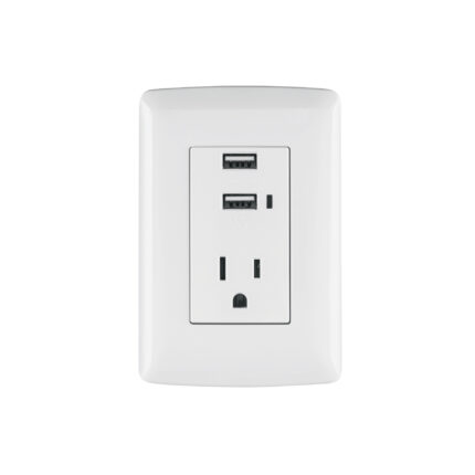 Contacto aterrizado + 2 puertos USB, blanco, línea Italiana