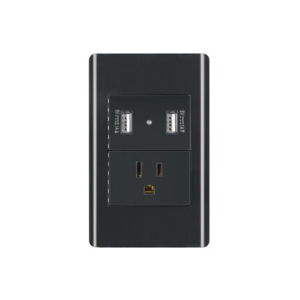 Placa armada negra contacto y 2 puertos USB 1.5 mód, Lisboa