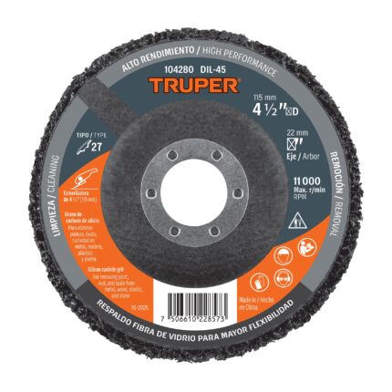 Disco removedor / limpieza 4-1/2' centro 7/8', TRUPER