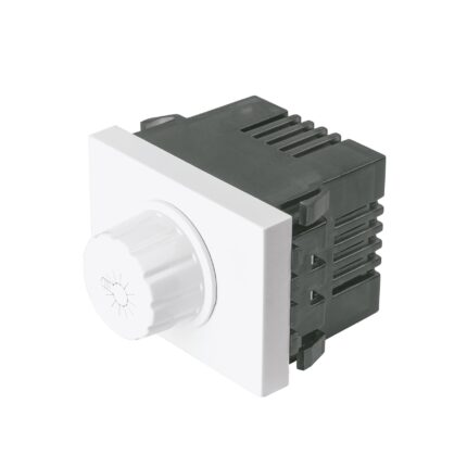 Dimmer giratorio, 1.5 módulos, línea Española, color blanco