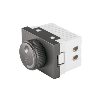 Dimmer giratorio acero inox de 1.5 módulos, línea Lisboa