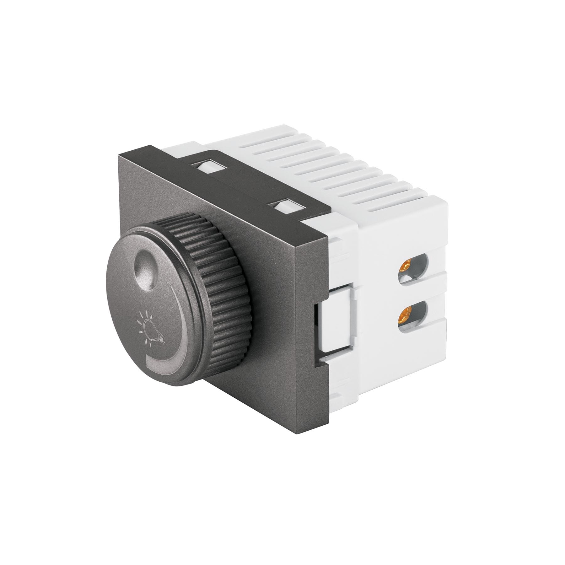 DIM15-LA.jpg Dimmer giratorio acero inox de 1.5 módulos, línea Lisboa DIM15 LA
