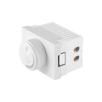 Dimmer giratorio blanco de 1.5 módulos, línea Lisboa