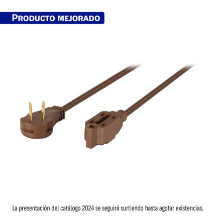Extensión eléctrica doméstica 8 m clavija plana, café