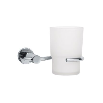Portavaso cepillero cromo con vaso de vidrio, FOSET ELEMENT