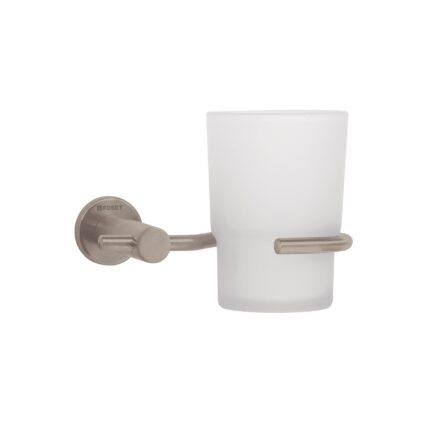 Portavaso cepillero satín con vaso de vidrio, FOSET ELEMENT