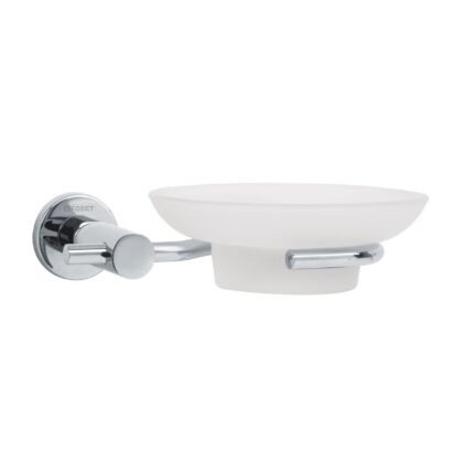 Jabonera metálica cromo con plato de vidrio, FOSET ELEMENT
