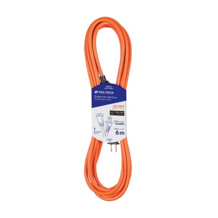 Extensión eléctrica uso rudo 6m 2x16 AWG para 1 clavija