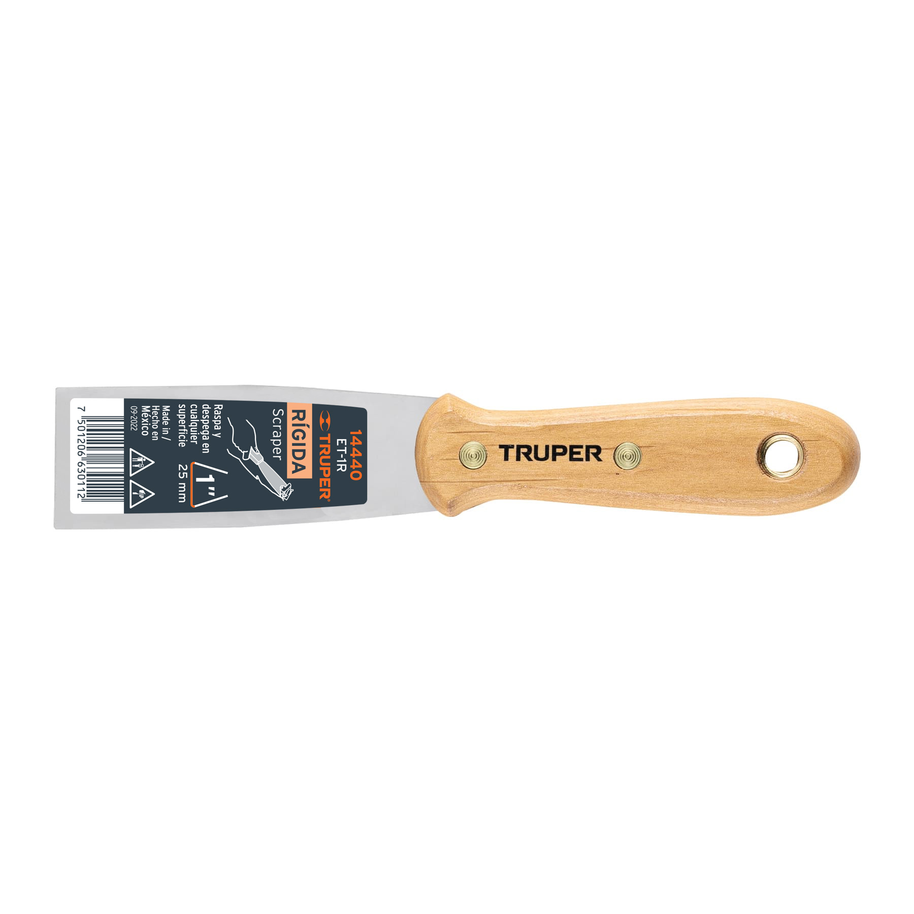 ET-1R.jpg Espátula rígida 1' con mango de madera, TRUPER ET 1R